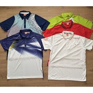 Lot Of 5 Puma Golf Polo Men's Size XL Quick Dry Cell Bundle